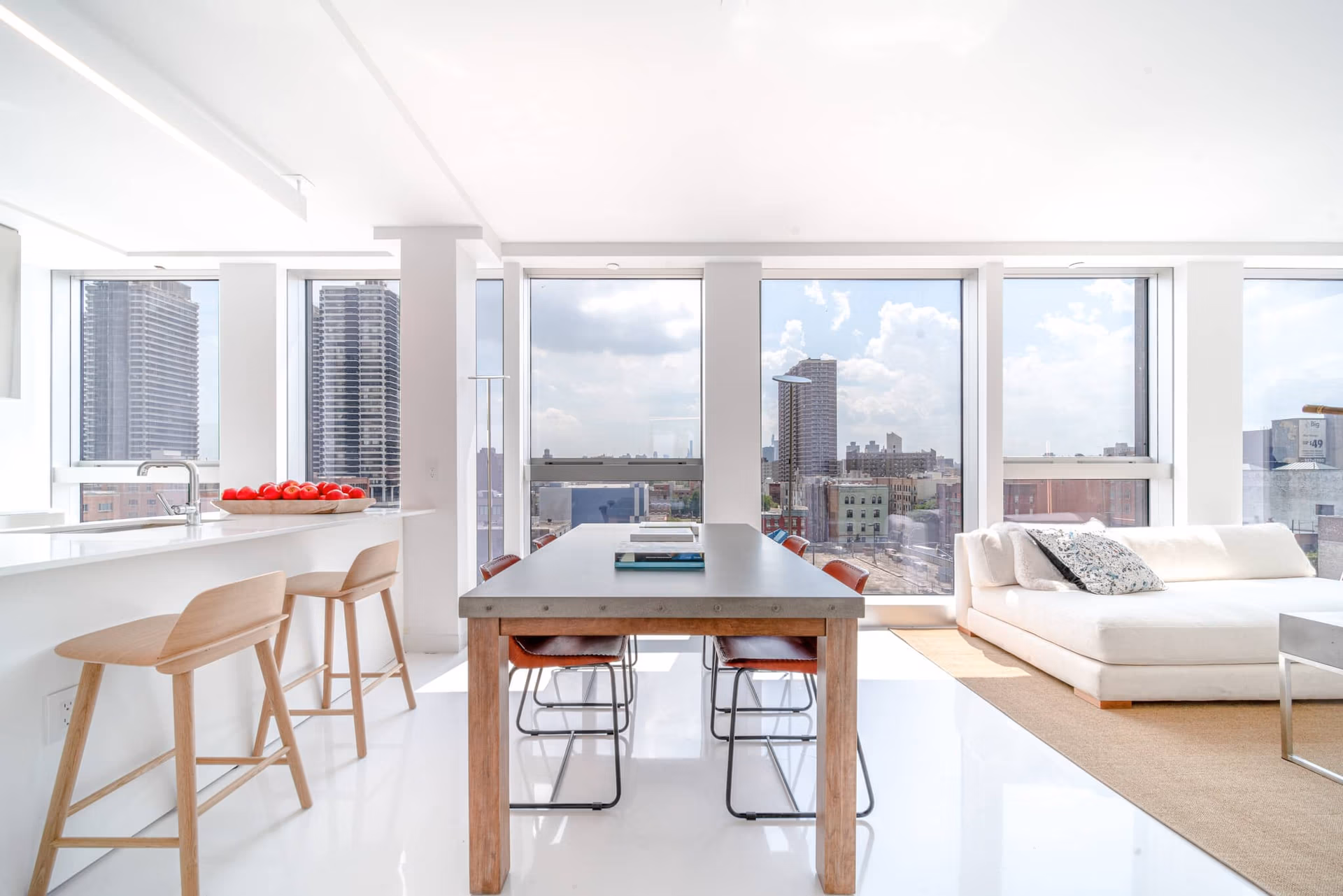 Full kitchen in a furnished apartment used when comparing cooking options to extended-stay hotels.