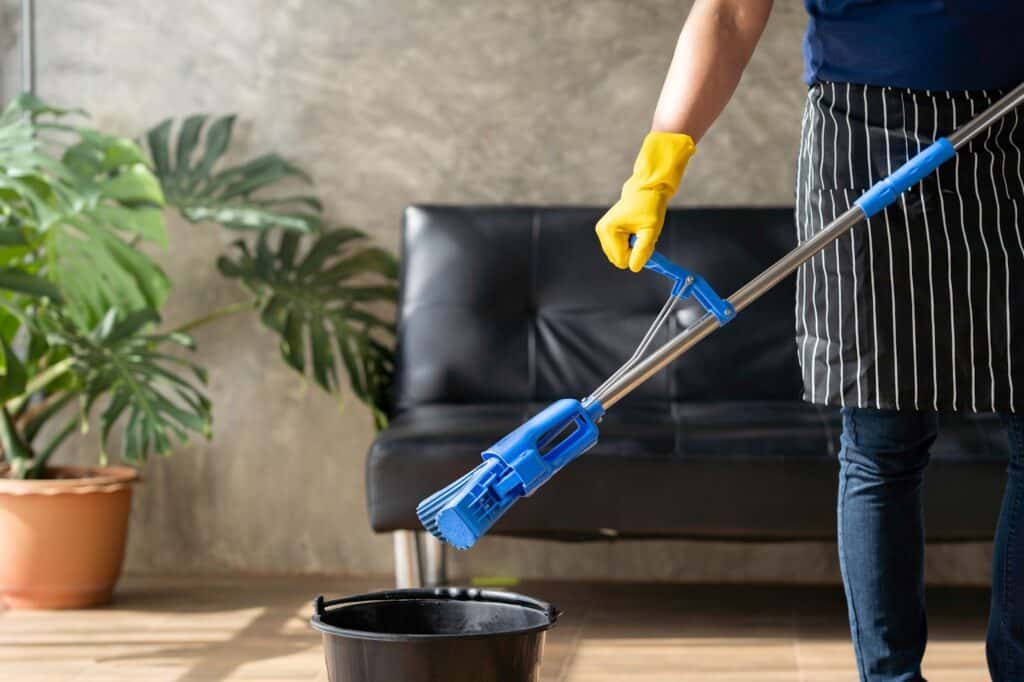 A butler ensuring the cleanliness of the vacation rental property