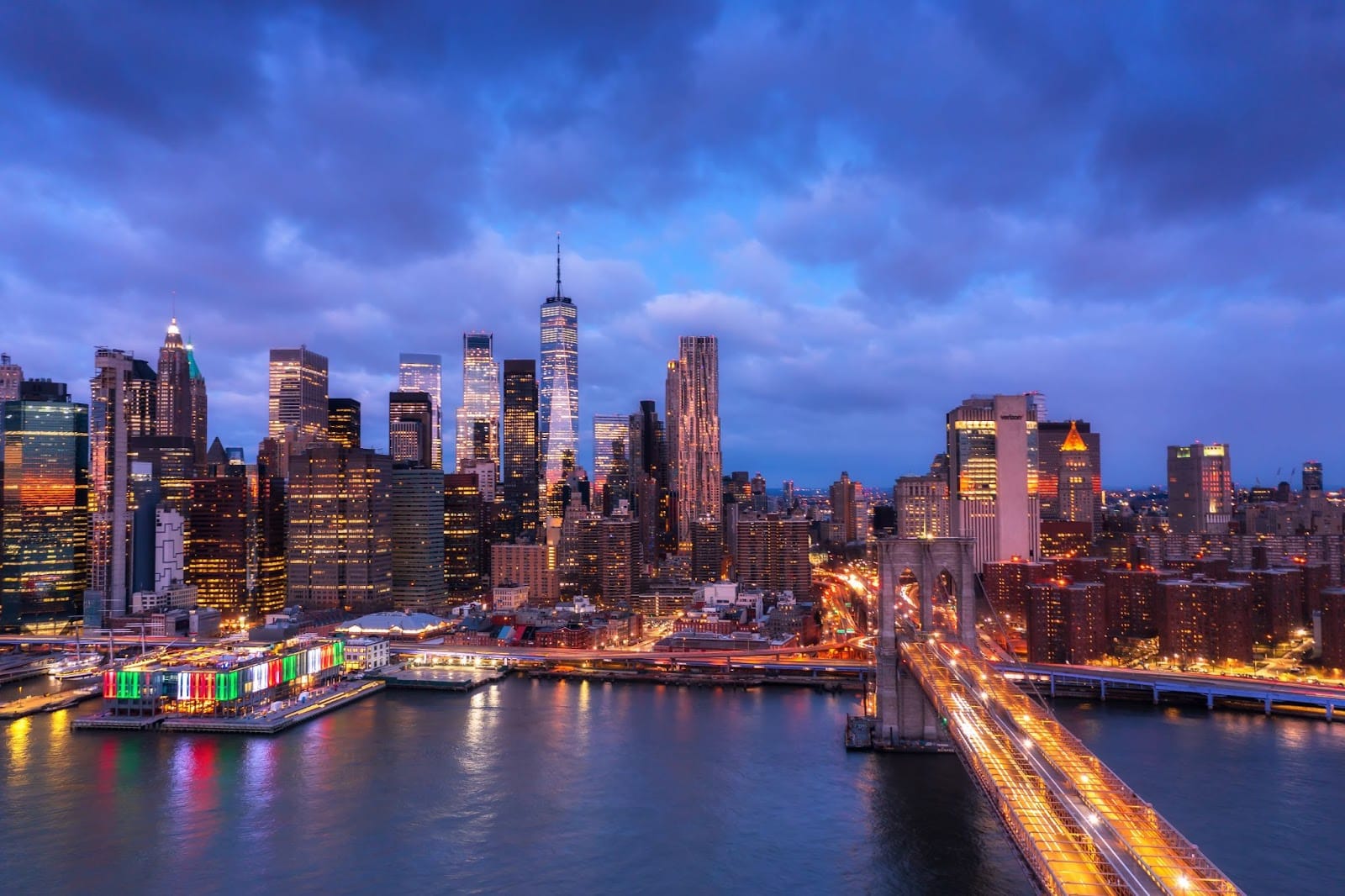 Dusk over New York City skyline