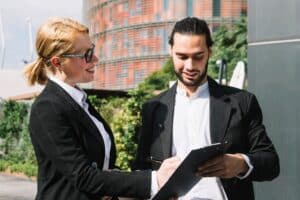 Rental agreement signing outdoors.