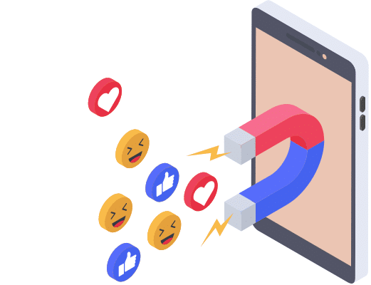 Visual showing how social media marketing attracts customers