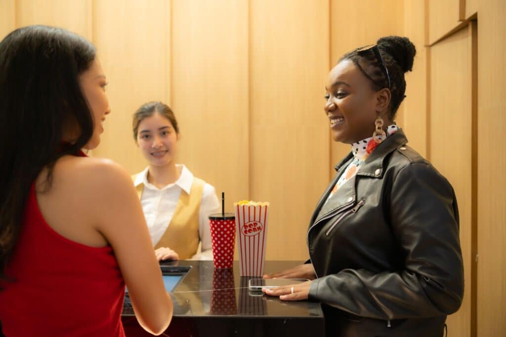 Chatting with guests