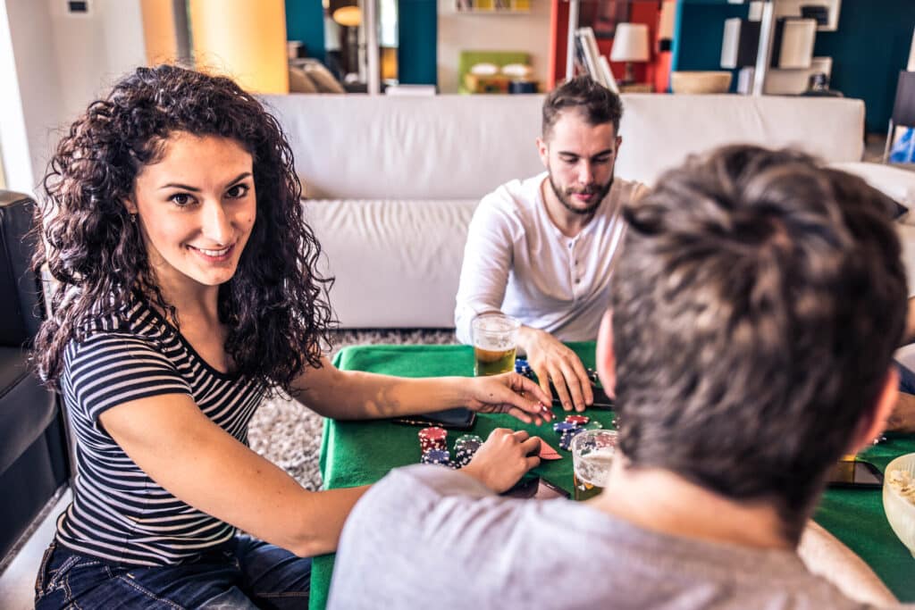 Friends gather for poker night in spacious rentals.