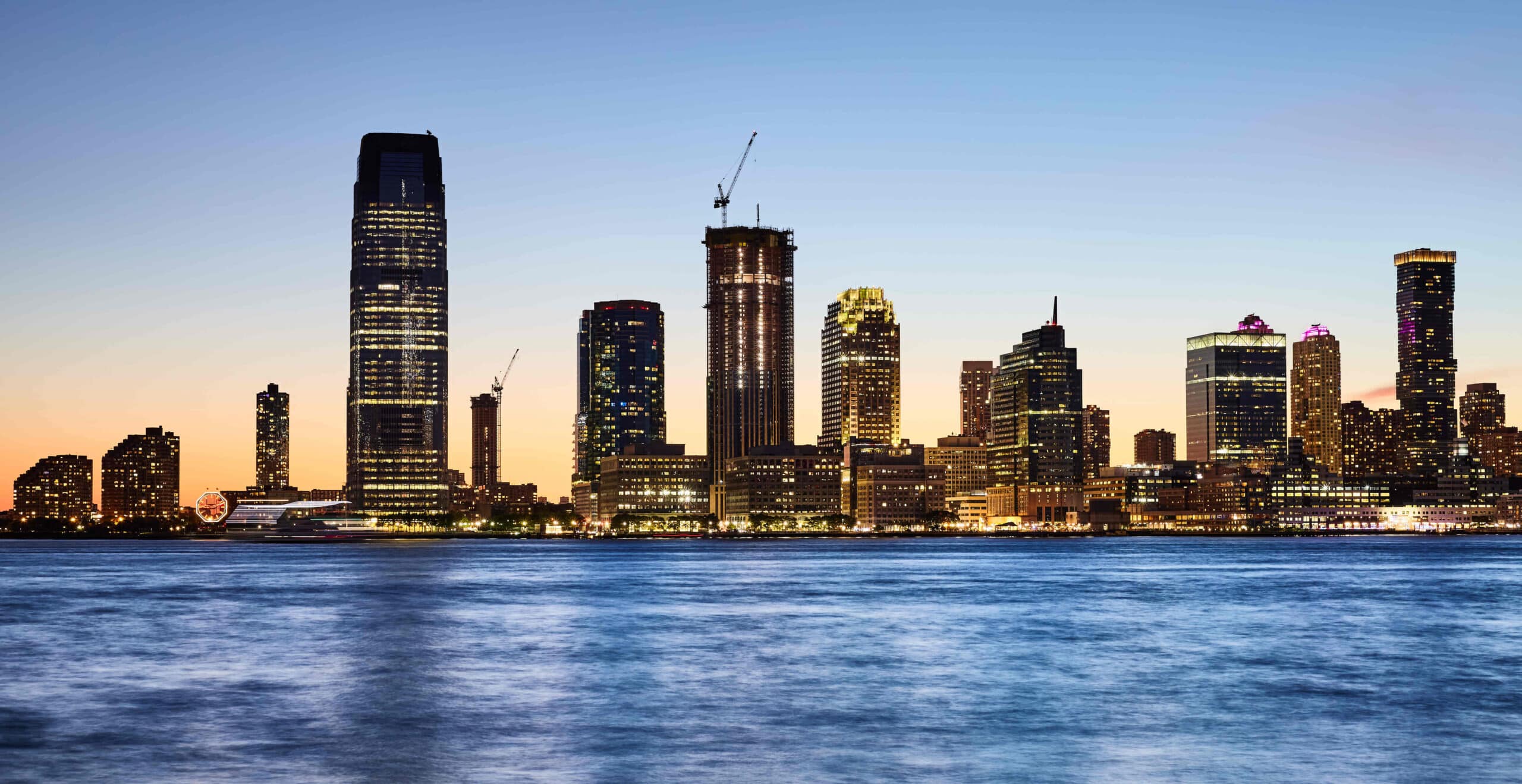 New Jersey skyline at dusk