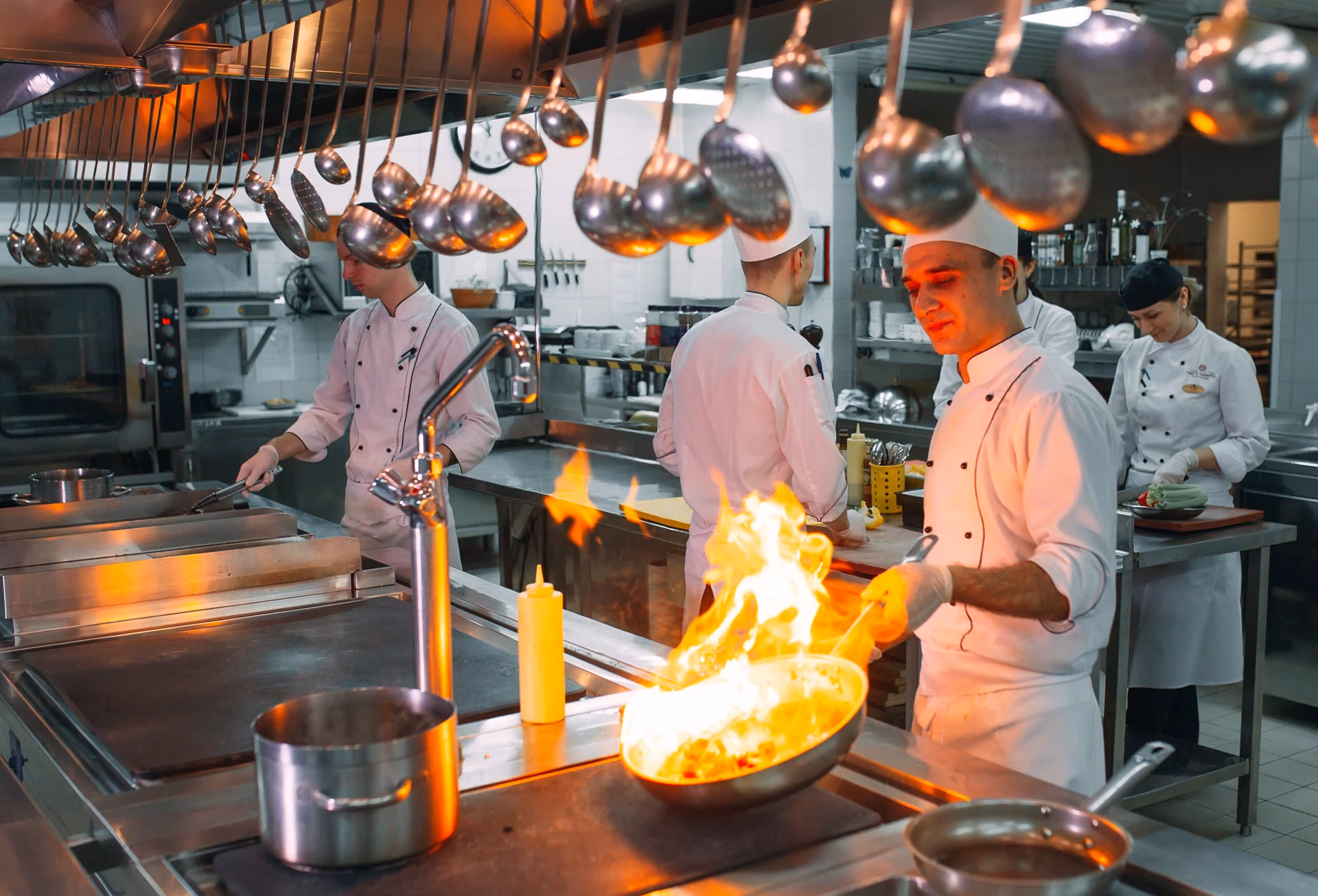 Busy restaurant kitchen scene in Richmond