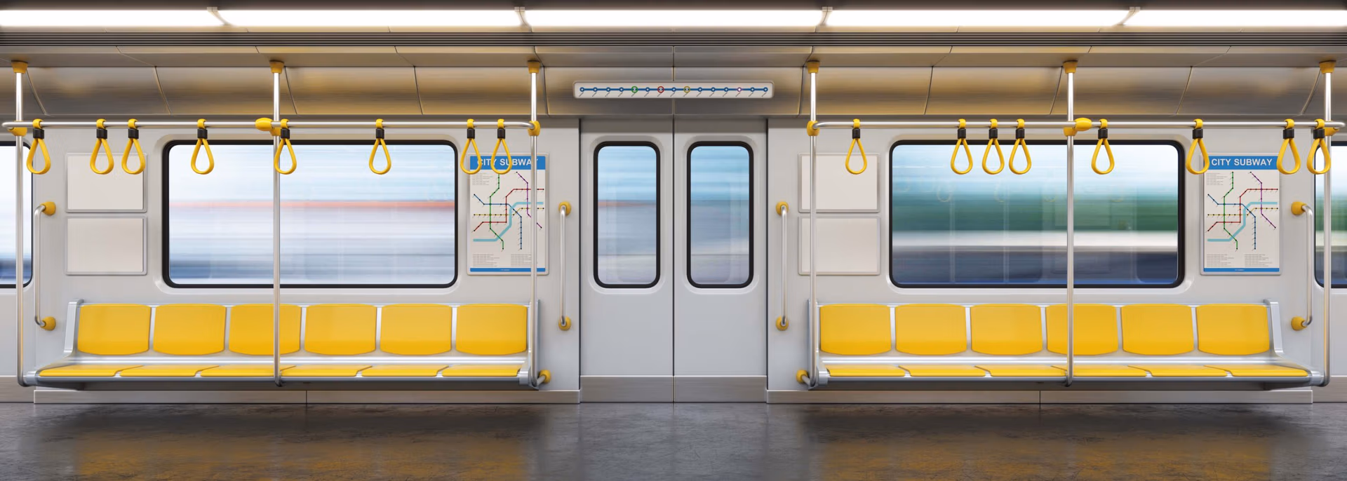 Inside of a train at Stamford's Metro Station