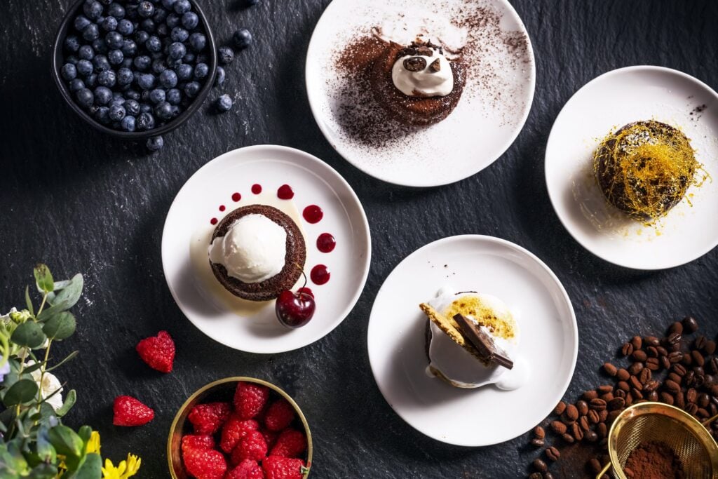Chocolate lava cake dessert at Gallery at Beamers – Stamford culinary experience